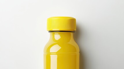 Obraz premium Yellow Juice Bottle with Cap. Refreshing Drink Concept.