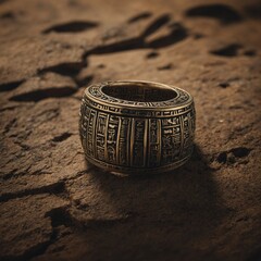A ring inspired by ancient Egyptian hieroglyphs.