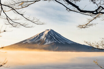 mountain and blossoms