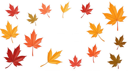 Autumn Leaves Illustration with Transparent Background for Use in Seasonal Designs and Decorations