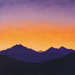 Obraz premium Peaceful Twilight Sky with Vibrant Orange and Purple Hues