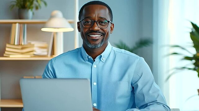 African American therapist using sign language in video consultation