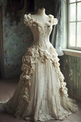 Fototapeta premium Beautiful and Elegant Wedding Dress, Generative AI