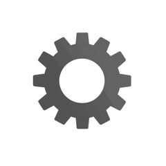 Gray Gear Icon for Mechanical and Industrial Design Concepts