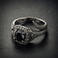 Design a ring with a rare black diamond.