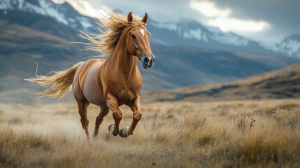 Obraz premium Majestic Horse Running in Scenic Landscape