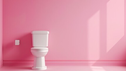 Pink Bathroom with Toilet and Toilet Paper