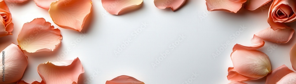 Aufkleber a thin border of rose petals framing the edges of a white backdrop with space for text in the center