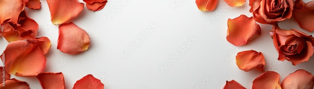 Aufkleber a thin border of rose petals framing the edges of a white backdrop with space for text in the center