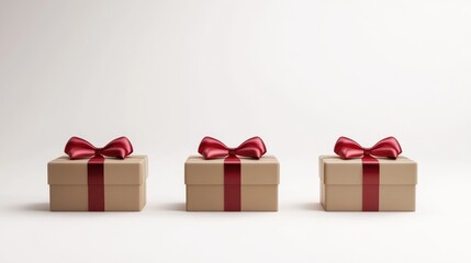 Obraz premium Delightful golden gift boxes adorned with red bows ready for celebration