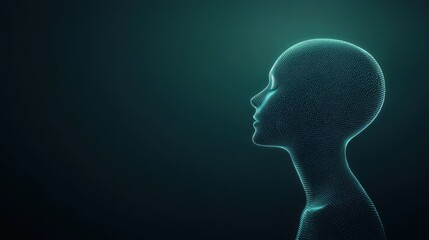 Obraz premium Minimalist digital circuitry creates a glowing silhouette of a human form