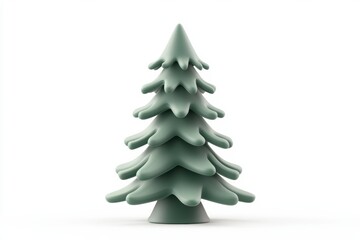 Obraz premium A 3D Rendered Stylized Evergreen Tree on White Background Minimalist Christmas Holiday Design Element