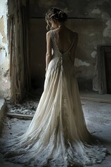 Beautiful and Elegant Wedding Dress, Generative AI