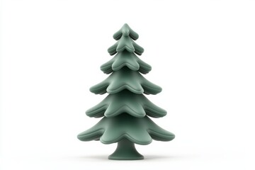 Obraz premium Stylized 3D Render of a Green Christmas Tree on White Background Minimalist Festive Holiday Design Element