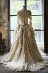 Naklejka premium Beautiful and Elegant Wedding Dress, Generative AI