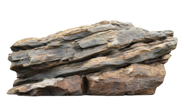 Rock formation with layered texture and earthy tones, showcasing natural erosion patterns and geological features., isolated on transparent background, png