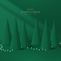 Luxury christmas invitation card art deco design vector. Christmas bauble ball, snowflakes, firework line art on red and green background. Design illustration for cover, greeting card. © King Designz