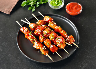 Teriyaki chicken skewers
