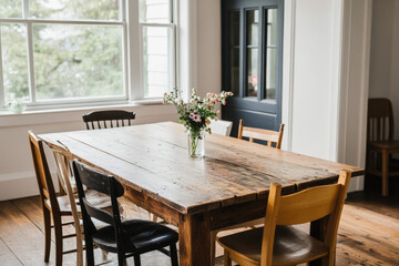 Rustic Dining Room with Wooden Table