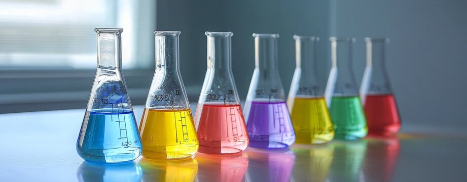 Colorful Laboratory Glassware for Chemical Experiments