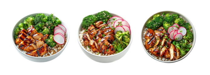 Grilled Chicken Bowls with Vegetables and Rice