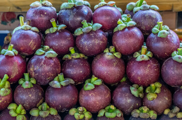 Heap of fresh mangosteen at the Ho Chi Minh City wet market