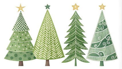 set of christmas trees