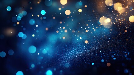 Fototapeta premium Abstract blue and gold bokeh background.