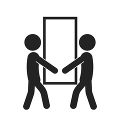 Isolated pictogram instruction big box handling, for lift with two people