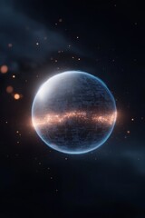 Fototapeta premium A glowing orb of light in the dark sky. The light is surrounded by a glowing orange haze