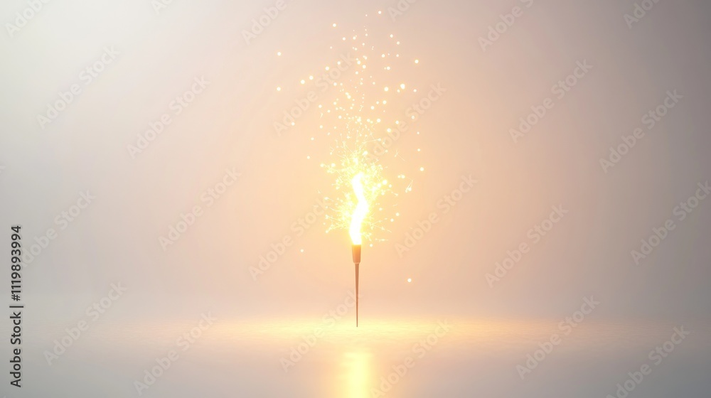 Poster a glowing sparkler emits bright sparks in a soft, hazy background.