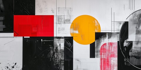 The artwork features a striking combination of shapes and colors in an abstract style, evoking thought and emotion.