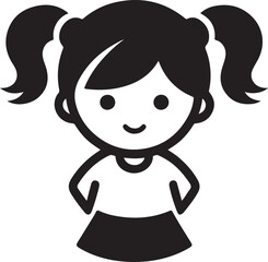 Charming vector illustration showcasing a silhouette of an adorable little girl.