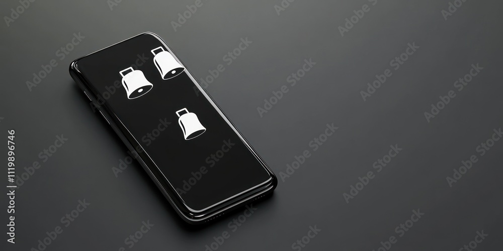 Aufkleber A sleek smartphone displaying three notification icons on a dark surface.