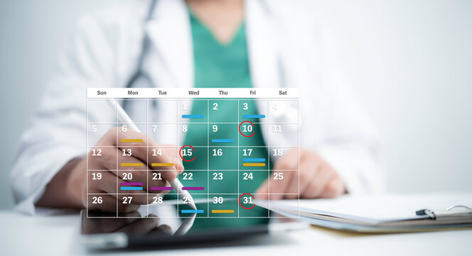 Medical calendar scheduling concept with highlighted appointments. Digital health management for organized and efficient patient care