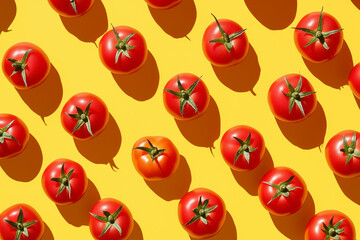 Red tomatoes on yellow background in a pop art style