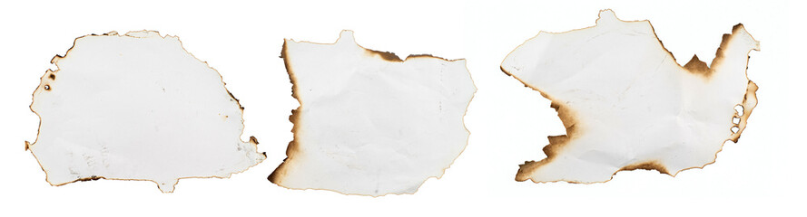 Set of burnt holes of paper, texture and background