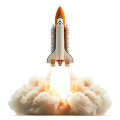 Naklejka premium Hyperrealistic digital illustration of a rocket launching into the sky