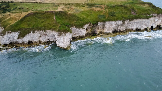 Aerial view of steep coastal cliffs