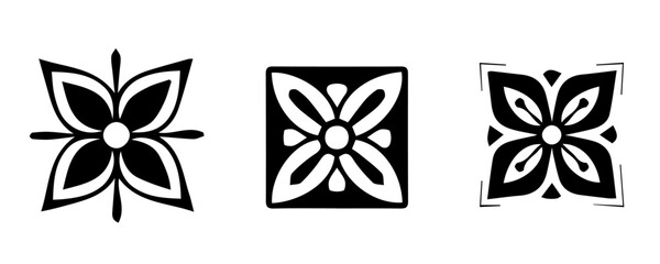 Floral mandala style ornamental design of graphic element set. Vector art element set. 