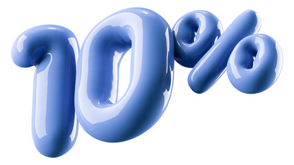 10 Percent Off Discount Glossy Blue Number 3D Illustration