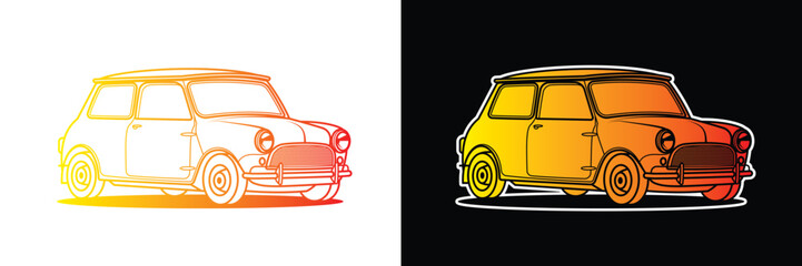 Racing retro car. Original vector illustration in vintage style.