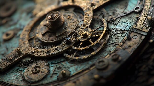 Intricate clockwork mechanism close-up technology artistic macro view time preservation