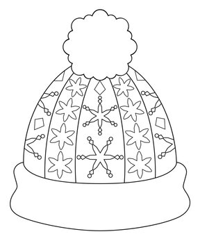 black and white winter hat design clip art preview