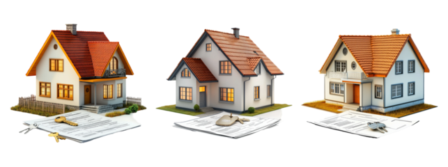 Charming Houses on Transparent Background