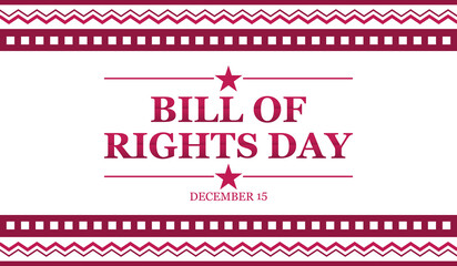 Bill of Rights day with decorative banners. Bill of Rights Day is celebrated on 15th December as memory.  Human Rights