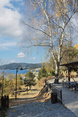 Fototapeta premium landscape of Dospat lake in Bulgaria