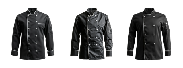 Black Chef Coat Collection on Transparent Background