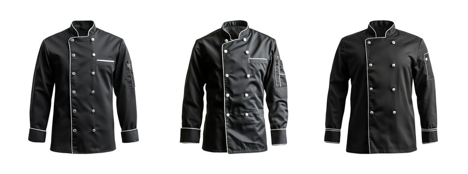 Black Chef Coat Collection on Transparent Background