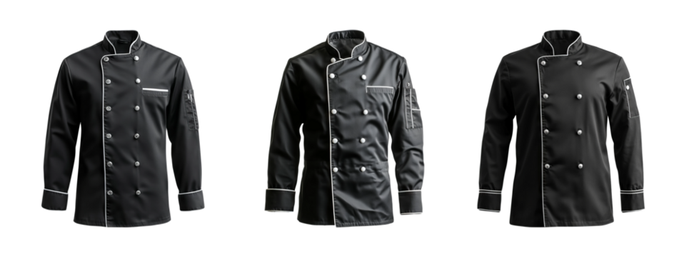 Black Chef Coat Collection on Transparent Background
